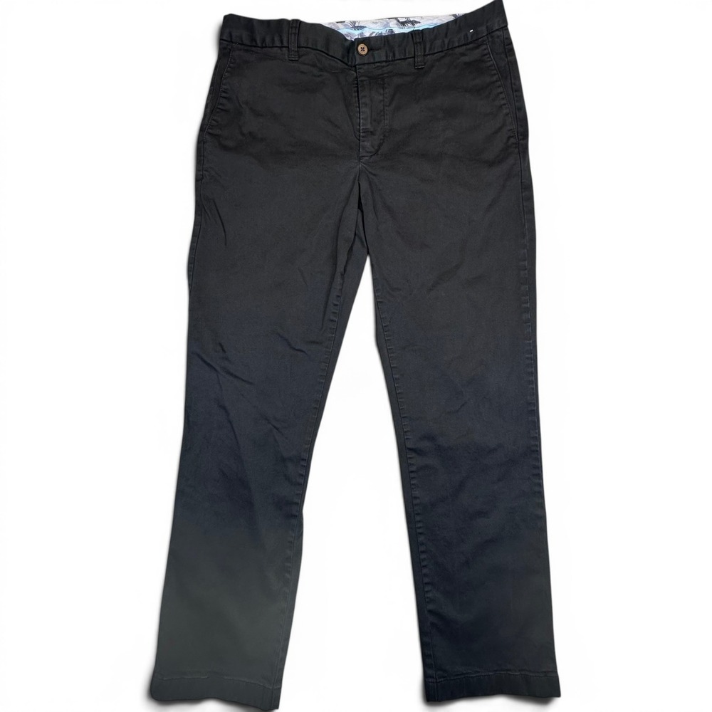 Tommy Bahama Chinos Mens 34x30 Black Boracay Flat Front Cotton‎ Sateen Pants